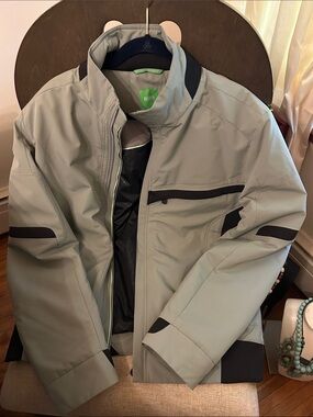 BOSS Men's Light Gray Performance Jacket with Black Accents